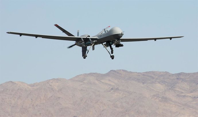 Archivo - El Reaper, primer vehículo aéreo no tripulado (UAV) "cazador-asesino" de la Fuerza Aérea de Estados Unidos