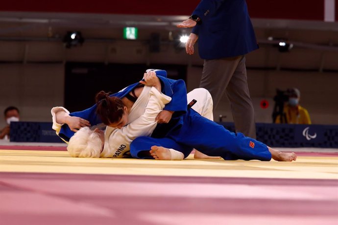 Marta Arce durante uno de sus combates en la categoría de -63 kilos de los Juegos Paralímpicos de Tokio