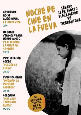 Cartel de la noche de cine organizada por la Plataforma contra los macroproyectos solares en La Fueva.