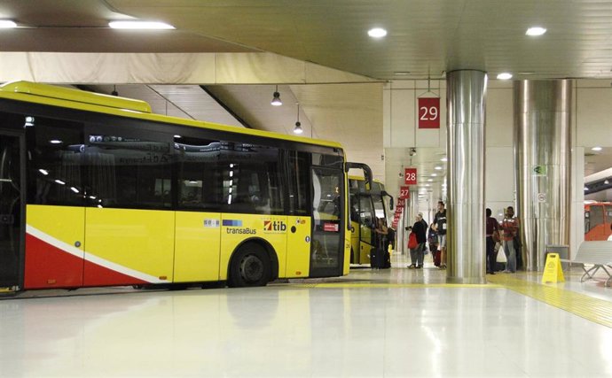 Archivo - Autobuses TIB en la estación Intermodal. 