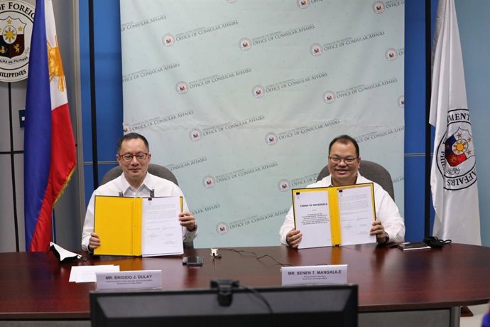 Undersecretary Brigido. J. Dulay and Acting Assistant Secretary Senen T. Mangalile from The Republic of Philippines Department of Foreign Affairs at the signing of the contract with VFS Global via a virtual event for ePassport Renewal services extension