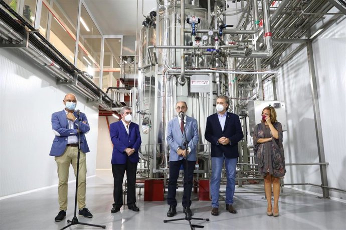 Javier Lambán ha realizado las declaraciones en la fábrica de Fertinagro.