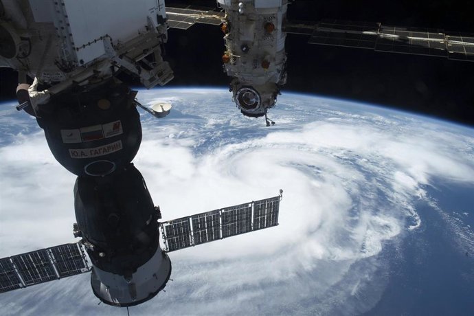28 August 2021, US, New Orleans: An image taken from the International Space Station on August 28, shows the  Hurricane Ida, a category 4 storm as it approaches the coast of lower Louisiana. Photo: Nasa/Nasa/Planet Pix via ZUMA Press Wire/dpa