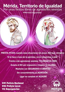 Cartel de la campaña del Ayuntamiento de Mérida contra las agresiones sexistas