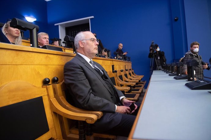 HANDOUT - 30 August 2021, Estonia, Tallinn: Alar Karis, director of the Estonian National Museum, attends a session at the Estonian Parliament to vote on the country's new president. Karis was elected by Estonia's Parliament as the the new president in 