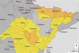 La AEMET ha emitido aviso naranja por lluvias y tormentas en Pirineo oscense, Albarracín y Jiloca.