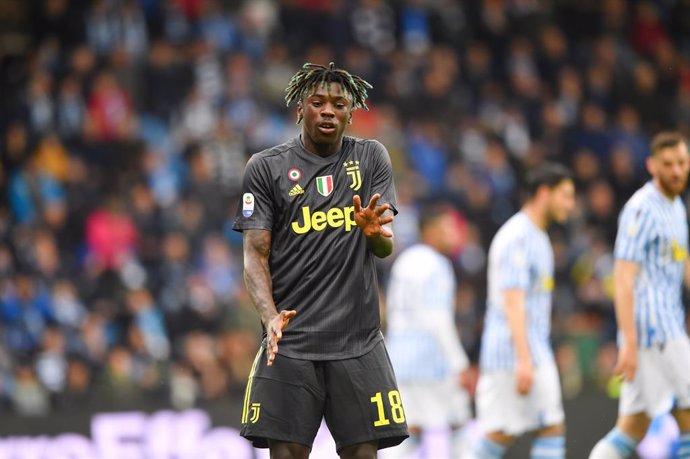 Archivo - 13 April 2019, Italy, Ferrara: Juventus' Moise Kean celebrates scoring his side's first goal during the Italian Serie A soccer match between Spal and Juventus at Stadio Paolo Mazza. Photo: Massimo Paolone/Lapresse via ZUMA Press/dpa
