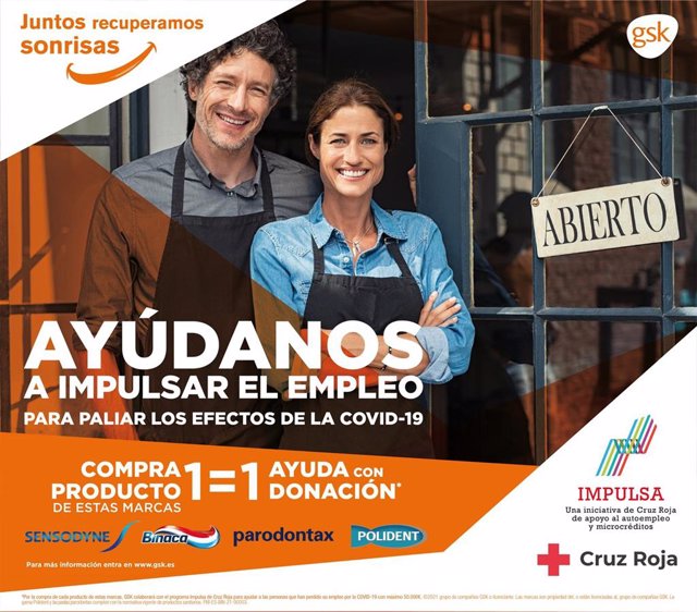 Sensodyne, parodontax, Binaca y Polident se unen a Cruz Roja Española y su Proyecto 'Impulsa' de apoyo al autoempleo frente a la Covid-19.