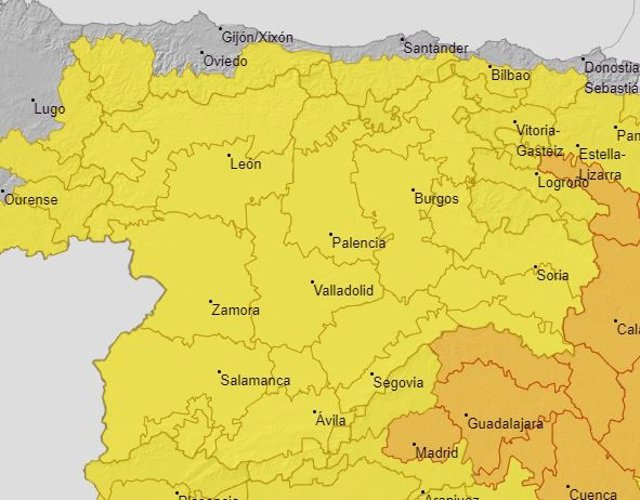 Avisos meteorológicos activos este miércoles en Castilla y León.