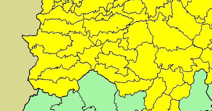 Alerta amarilla por lluvias y tormentas en Extremadura