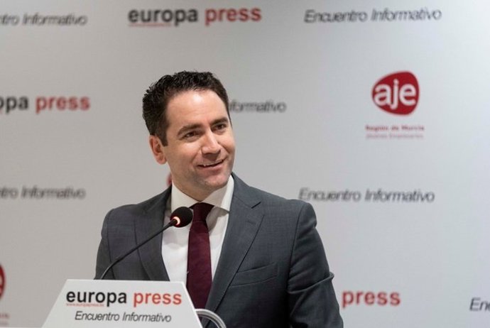 Archivo - El secretario general del Partido Popular, Teodoro García Egea,interviene en los Desayunos  Informativos que organiza Europa Press en Murcia