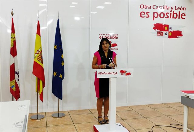 La secretaria de Organización del PSOECyL, Ana Sánchez, durante la rueda de prensa.