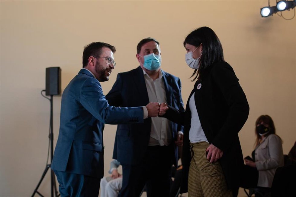 Archivo - Pere Aragons, Oriol Junqueras y Marta Vilalta.