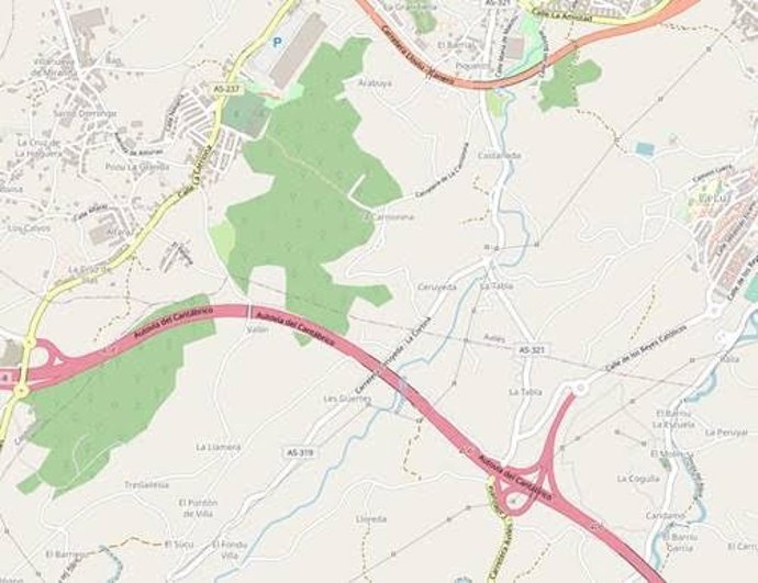 Zona de la salida 406 de la A-8 a Avilés