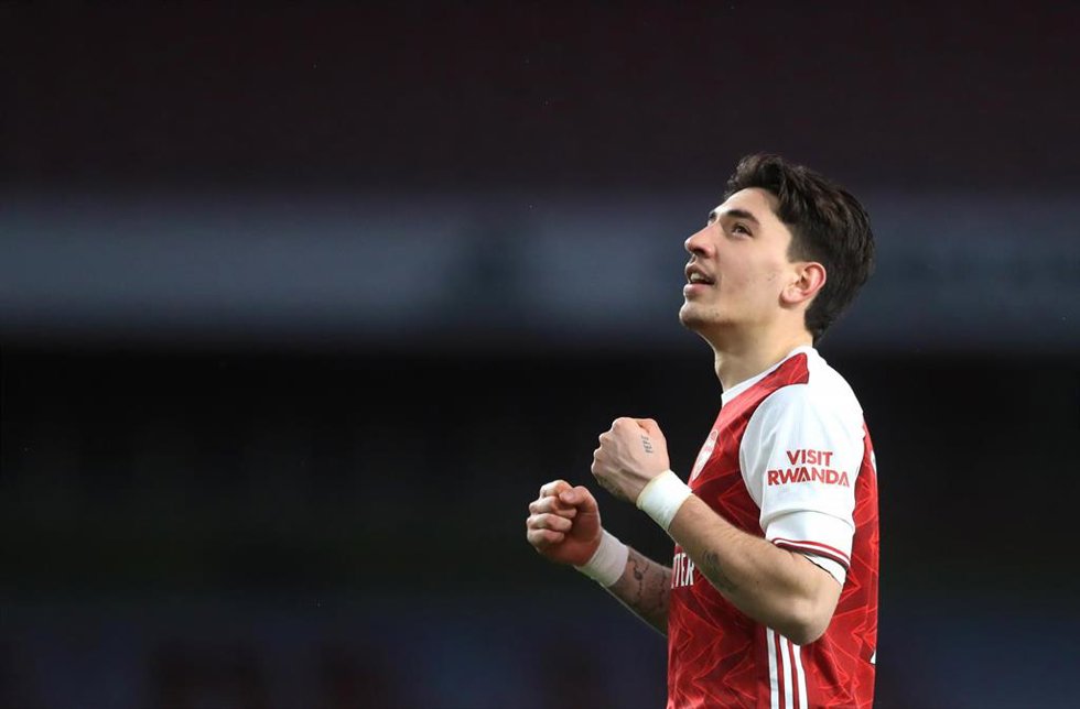 Archivo - Héctor Bellerín celebra un gol con el Arsenal