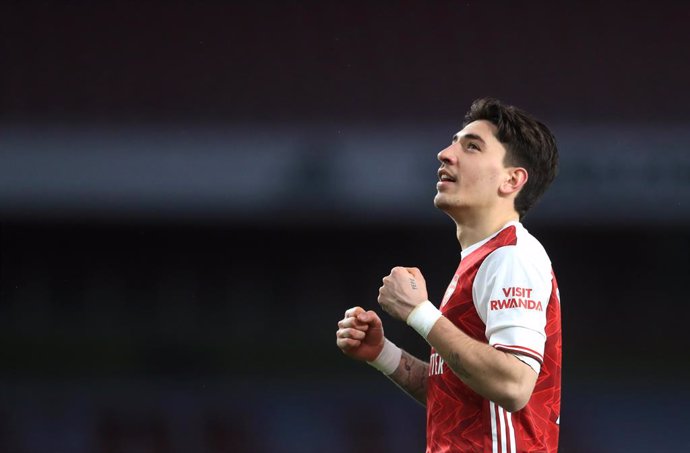 Archivo - 14 February 2021, United Kingdom, London: Arsenal's Hector Bellerin celebrates scoring his side's third goal during the English Premier League soccer match between Arsenal and Leeds United at The Emirates Stadium. Photo: Adam Davy/PA Wire/dpa
