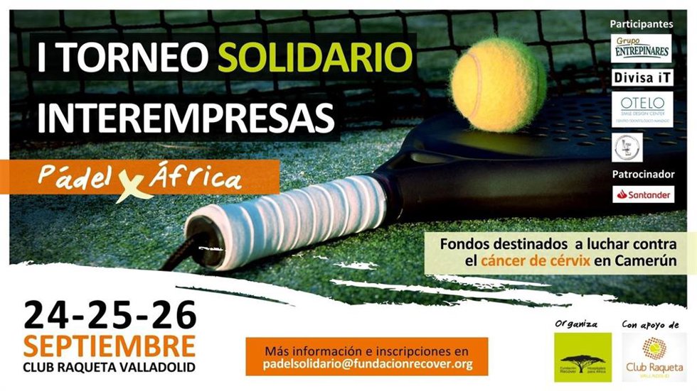 Cartel del primer torneo de pádel organizado para luchar contra el cáncer de cuello de útero en África.
