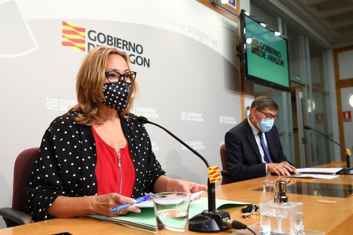 La consejera de Presidencia y Relaciones Institucionales del Gobierno de Aragón, Mayte Pérez, en la rueda de prensa tras el Consejo de Gobierno.