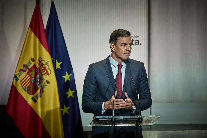 El presidente del Gobierno, Pedro Sánchez, interviene en un acto para abrir el nuevo curso político, a 1 de septiembre de 2021, en Casa América, Madrid, (España)
