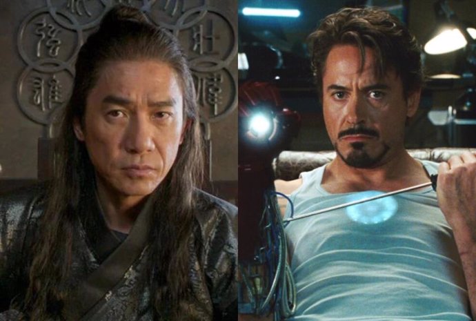 Tony Leung como el Mandarín y Robert Downey Jr. como Tony Stark