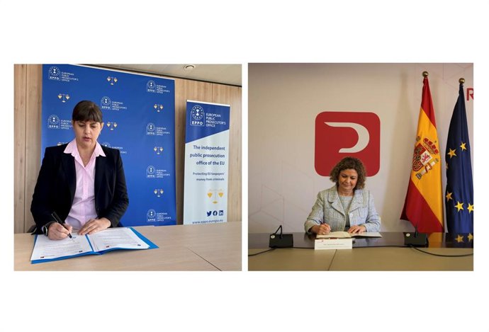 La fiscal General Europea, Laura Codruta Kvesi, y la decana del Colegio de Registradores, María Emilia Adán suscriben un Convenio De Colaboración