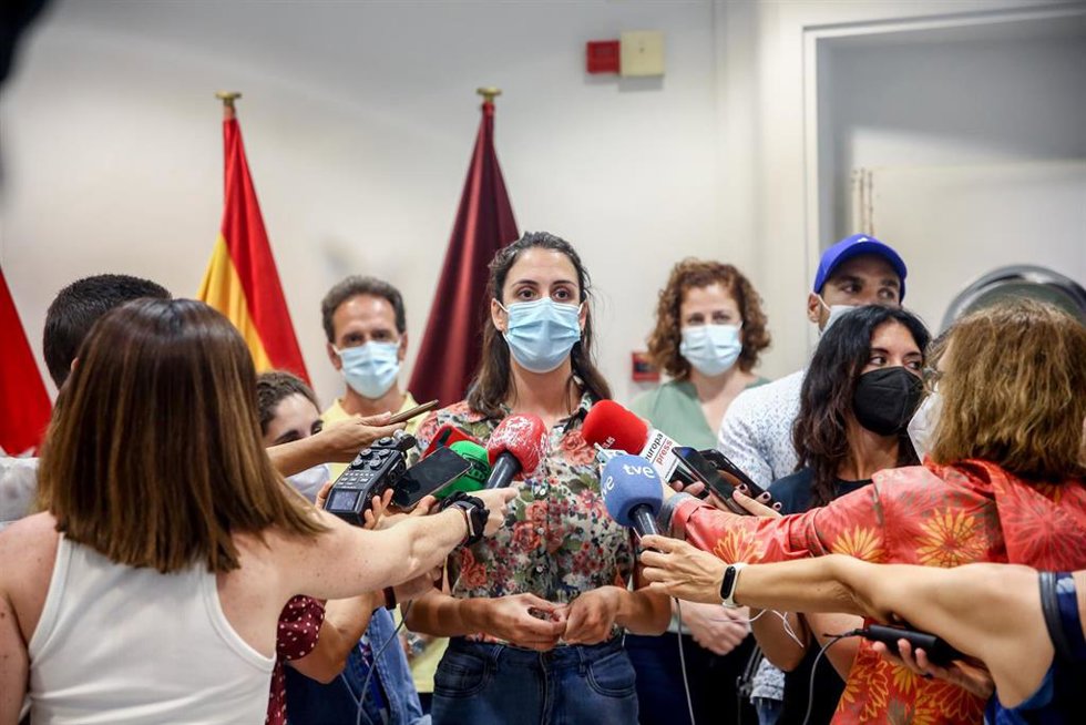 La portavoz de Más Madrid en el Ayuntamiento, Rita Maestre, ofrece declaraciones a los medios