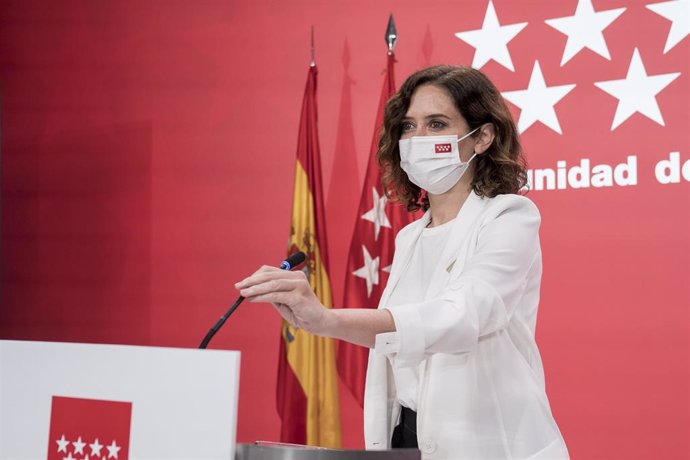 La presidenta de la Comunidad de Madrid, Isabel Díaz Ayuso, durante una rueda de prensa posterior a la reunión del Consejo de Gobierno