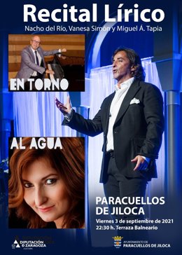 Cartel de la gala lírica de Vanesa Simón y Nacho del Río dentro del ciclo En Torno al Agua, de  la DPZ.