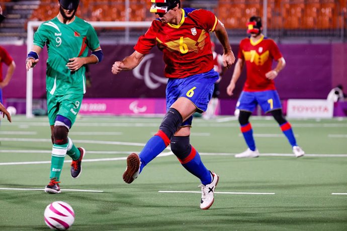 Adolfo Acosta durante el España-Marruecos de Fútbol-5 para ciegos de los Juegos Paralímpicos de Tokio