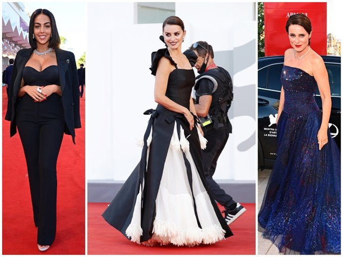 Georgina Rodríguez, Penélope Cruz y Aitana Sánchez Gijón, en la premier de 'Madres paralelas'