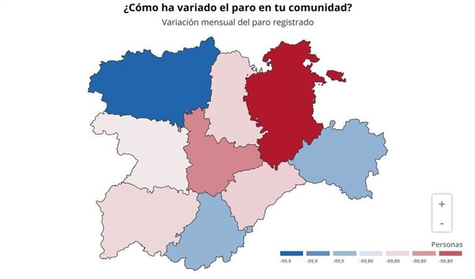 Gráfico de elaboración propia sobre la evolución del paro en agosto de 2021 en CyL