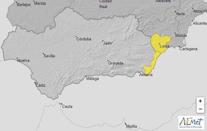 Aviso amarillo por lluvias en el Levante de Almería.