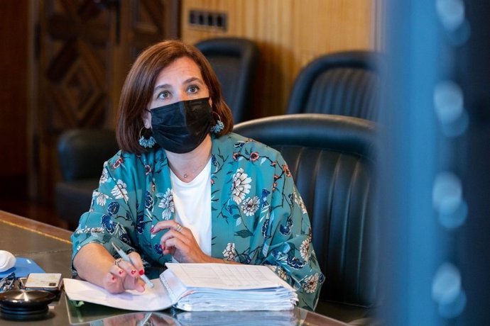 La vicealcaldesa de Zaragoza y consejera municipal de Cultura y Protección Exterior, Sara Fernández, durante su intervención en el Consejo Local de Aragón ampliado.