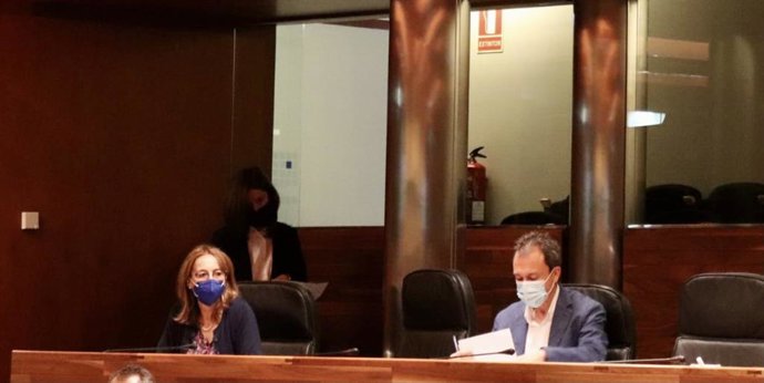 Archivo - Los diputados de IU, Ángela Vallina y Ovidio Zapico, en la Junta General.