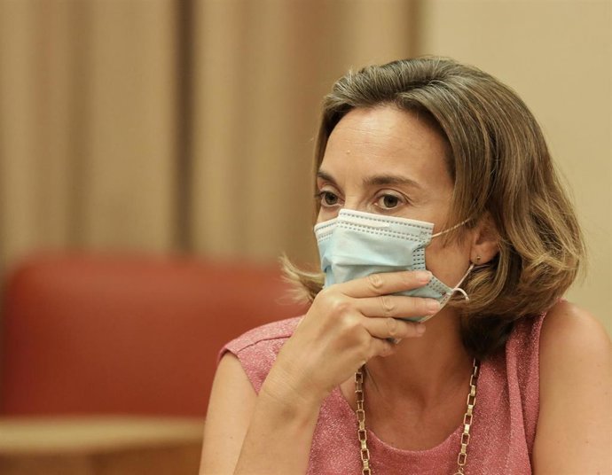 La portavoz del Grupo Popular en el Congreso, Cuca Gamarra, durante una rueda de prensa, a 30 de agosto de 2021, en Madrid, (España). 