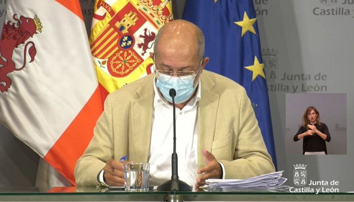 Imagen de archivo del vicepresidente y portavoz de la Junta, Francisco Igea, en la rueda posterior al Consejo de Gobierno.