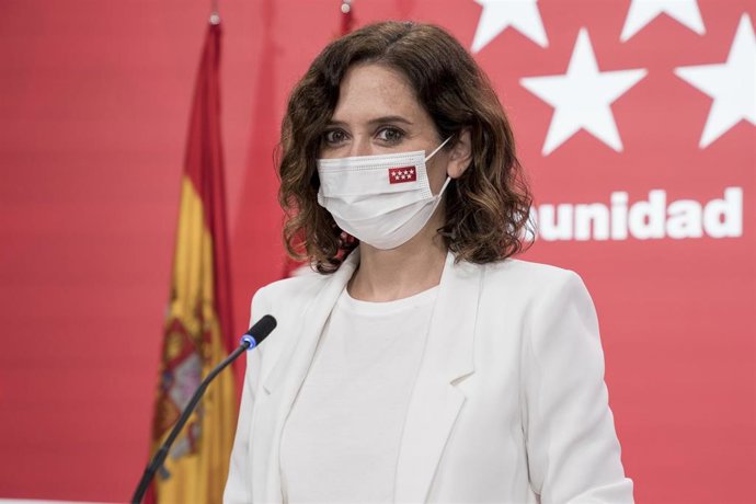 La presidenta de la Comunidad de Madrid, Isabel Díaz Ayuso, durante una rueda de prensa posterior a la reunión del Consejo de Gobierno, en la Real Casa de Correos, a 1 de septiembre de 2021, en Madrid (España). 