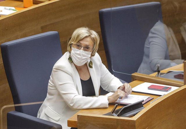 La consellera Ana Barceló antes de su comparecencia en la Diputación Permanente en Les Corts para informar de la evolución del coronavirus