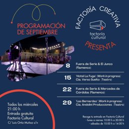 Programacion septiembre de la Factoria Creativa