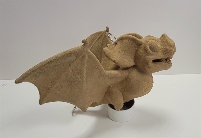 Imagen del 'Foc Penat' creada en la UPV con paja de arroz e impreso en 3D para la 'cremà ' de la falla municipal infantil de València.