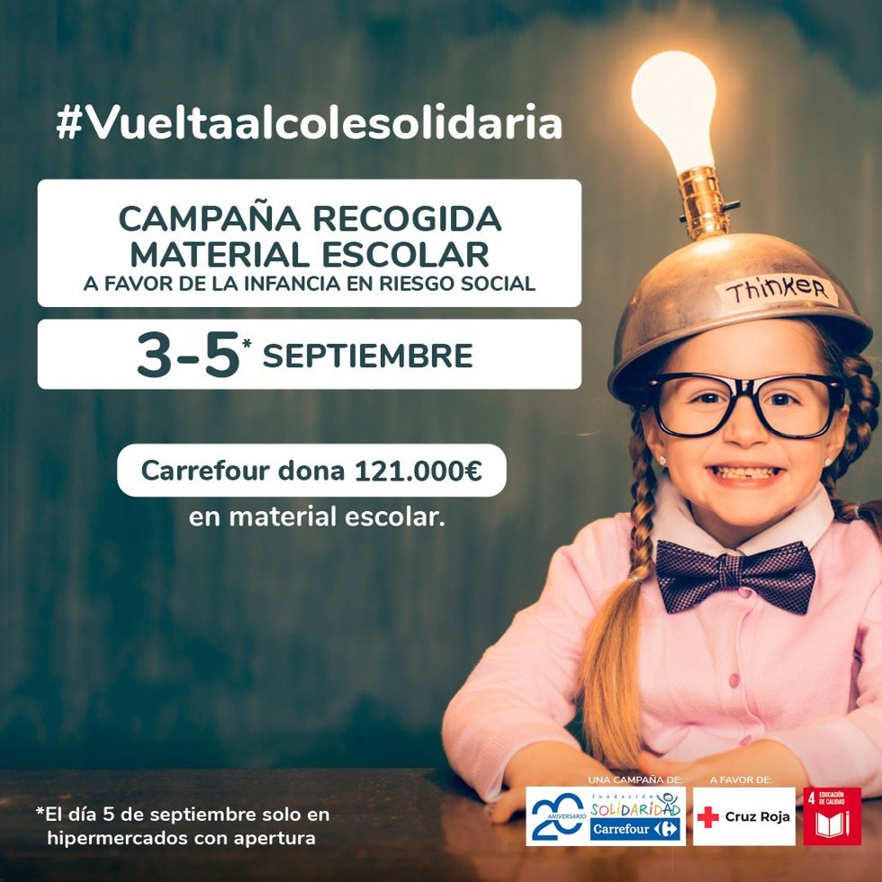 Carrefour.- Los centros de Carrefour en CyL acogen entre este viernes y domingo la XIII edición de 'La Vuelta al Cole Solidaria'