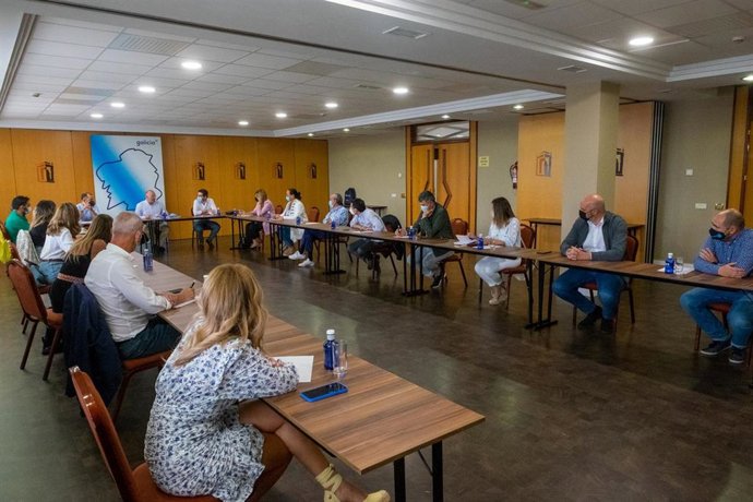 Comisión de economía, industria y empleo del PPdeG presidida por el secretario general, Miguel Tellado.