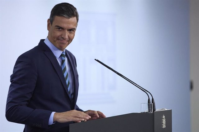 El presidente del Gobierno, Pedro Sánchez, comparece en rueda de prensa en La Moncloa