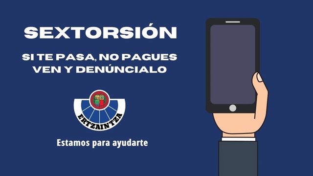 Cartel de la Ertzaintza alertando de la "sextorsión".
