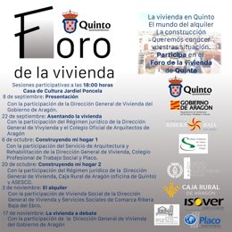 Cartel del Foro de la vivienda de Quinto (Zaragoza).