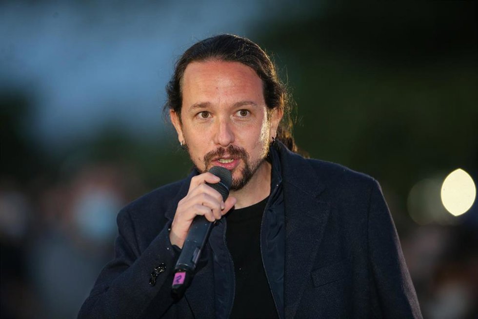 Archivo - Pablo Iglesias interviene durante el acto de cierre de campaña de Podemos en Madrid a 2 de mayo de 2021