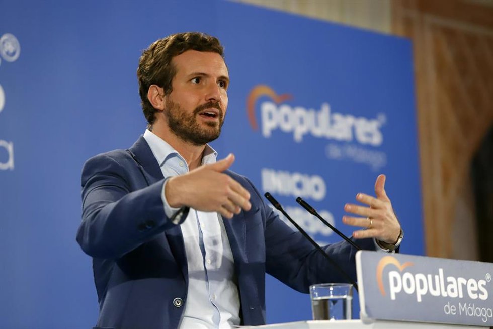 El presidente del PP, Pablo Casado, en el acto de inicio de curso político del PP andaluz este viernes en Alhaurín el Grande (Málaga)