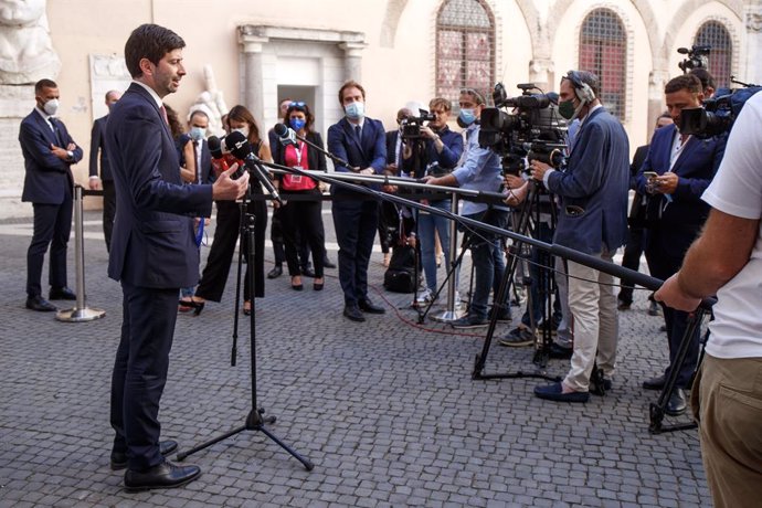 05 September 2021, Italy, Rome: Italian Health Minister Roberto Speranza speaks during a press conference of the G20 meeting of health ministers. Photo: Roberto Monaldo/LaPresse via ZUMA Press/dpa
