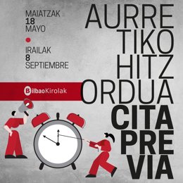 Cartel de la cita previa para los cursos de Bilbao Kirolak.