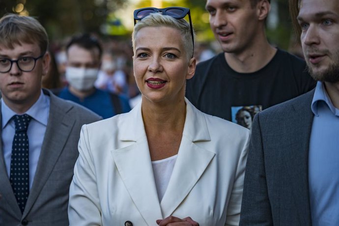 Archivo - Maria Kolesnikova, dirigente opositora bielorrusa, en una manifestación en Minsk